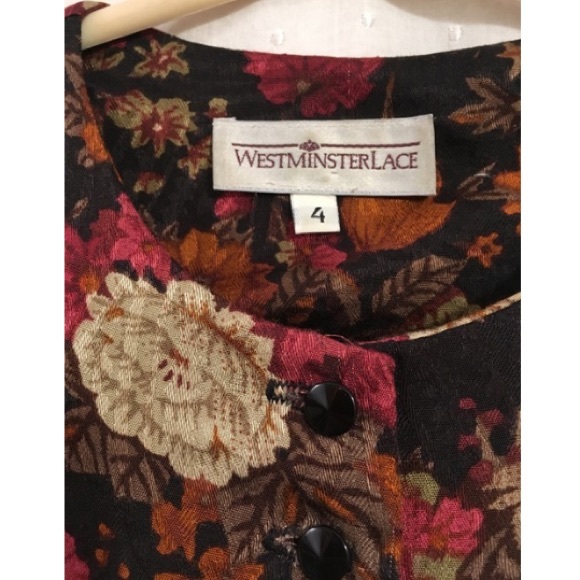 Vintage 80s Boutique Orange Pink Black White Dress - Picture 3 of 11